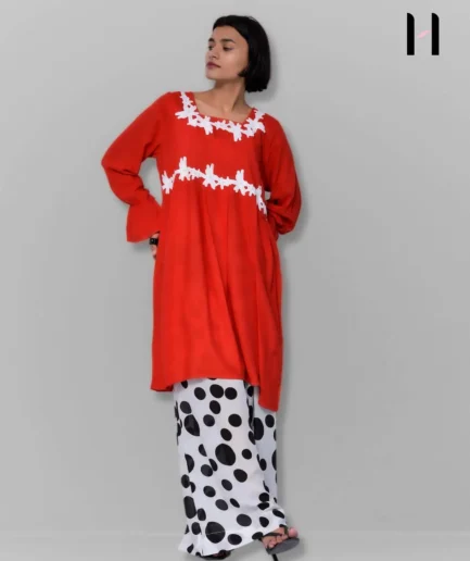 Short Frock with Flared Palazzo A soft linen outfit