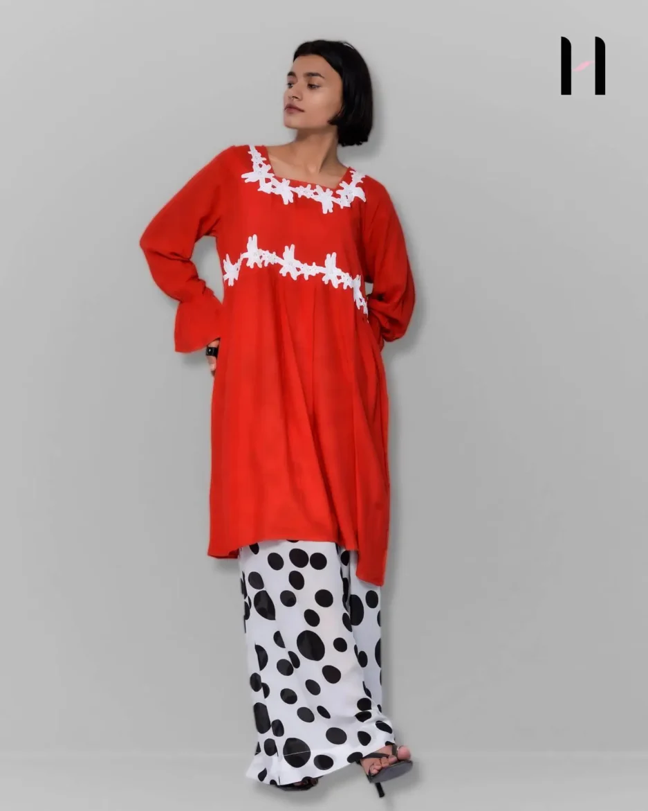 Short Frock with Flared Palazzo A soft linen outfit