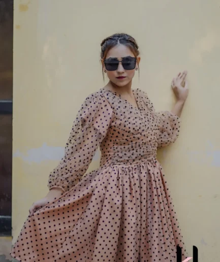 Short Velvet Polka Dot Net Gown