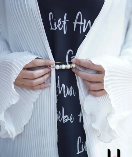 White Pleated Shrug – close View