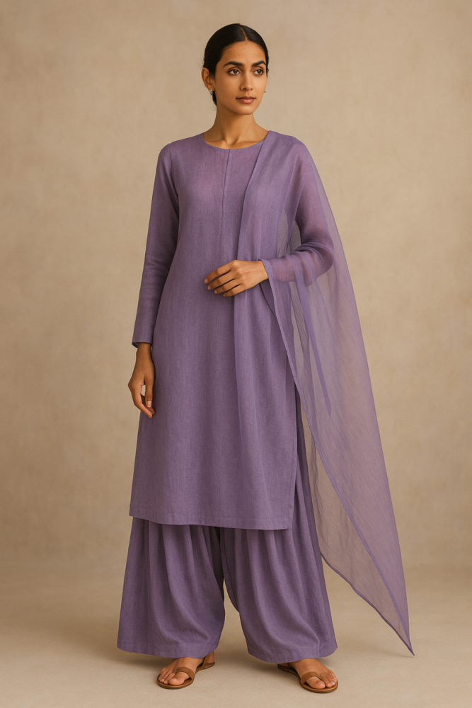 Violet Farshi Shalwar kameez Farshi Shalwar kameez with Dupatta